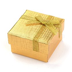 Cajas de cartón, con bowknot, cuadrado, oro, 5x5x3.1 cm