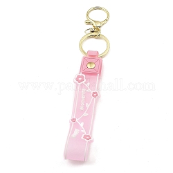 Porte-clés en corde pvc fleur, accessoire en alliage de zinc, pour sac, décoration de pendentif de bouteille de sable mouvant, rose, 17.5 cm