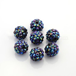 Harz Strass Perlen, Runde, Stahlblau, 14x12 mm, Bohrung: 2 mm