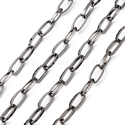 Железные скрепки цепи, Плоско-овальные, тянутые удлиненные кабельные цепи, несварные, с катушкой, металлический черный, 13x6x2 мм, около 164.04 фута (50 м) / рулон