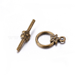 Aleación de estilo tibetano toggle corchetes, Sin cadmio y níque y plomo, anillo, Bronce antiguo, anillo: 20.5x14 mm, agujero: 2 mm, bar: 26.5 mm, agujero: 2 mm