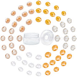 Brins de perles de verre galvanoplastie sunnyclue, facette, rondelle, orange, 6x4mm, Trou: 1mm, 600 pcs / boîte