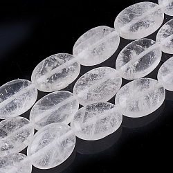 Quarzo naturale perline di cristallo fili, perle di cristallo di rocca, ovale, 18~18.5x13x6mm, Foro: 1 mm, circa 22pcs/filo, 15.7 pollice