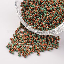 12/0 perles en verre de couleurs opaques, perles rondes de semences, corail, 1.5~2x2mm, Trou: 0.5mm, environ 22500 pcs/450 g