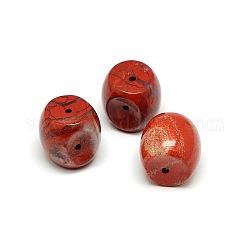 Natural Red Jasper Three Hole Drum Beads, 20x19~20x18~20mm, Hole: 1.5~2mm