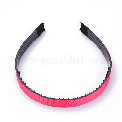 Accessoires pour cheveux accessoires de bande de cheveux en plastique uni, avec des dents, avec gros grain, rose foncé, 118mm