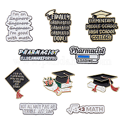 SUPERFINDINGS 10Pcs 10 Style Graduation Theme Enamel Pins Gold Tone Lapel Pins Alloy Personalized Brooches with Word for Backpack Clothes