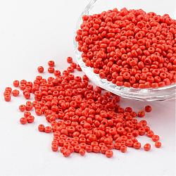 8/0 3mm perlas de semillas de vidrio de pintura para hornear perlas espaciadoras sueltas, rojo naranja, 3mm, agujero: 1 mm, aproximamente 962 unidades / 50 g