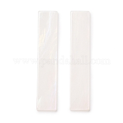 Cabochons acrilico, con polvere di scintillio, gemstone imitato, per forcina, rettangolo, bianco, 60.5x12x2.5mm
