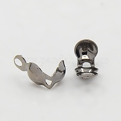 Iron Bead Tips, Cadmium Free & Lead Free, Calotte Ends, Clamshell Knot Cover, Gunmetal, 8x4mm, Hole: 1.5mm, Inner Diameter: 3mm