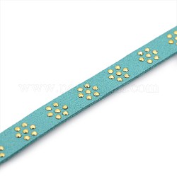 Faux Suede Cord, Faux Suede Lace, with Golden Plum Blossom Aluminum, Cadet Blue, 10x2mm, 20yards/roll