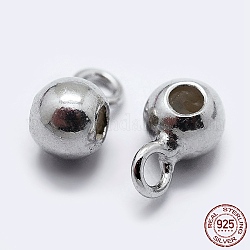 Rhodium Plated 925 Sterling Silver Tube Bails, Loop Bails, Stopper Beads, Platinum, 5.5x2.5x3mm, Hole: 1mm and 1.2mm