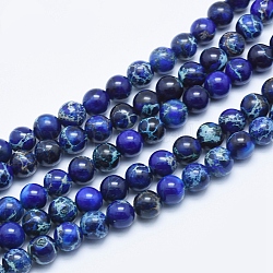 Натуральные имперские нитки из яшмы, окрашенные, круглые, темно-синий, 8 мм, отверстие : 1 мм, около 49 шт / нитка, 15.7 дюйм