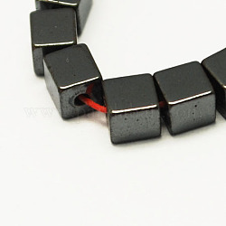 Non magnetici perle ematite sintetico fili, grado a, cubo, nero, 6x6x6mm