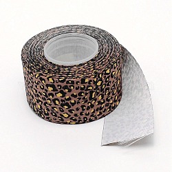 Ruban de polyester, motif de thème imprimé léopard, pour emballage cadeau, décoration artisanale arcs floraux, chameau, 1-1/2 pouce (38 mm), environ 10 yards / rouleau