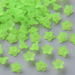 Transparent Acrylic Beads, Flower, Frosted, Yellow Green, 10x5mm, Hole: 1mm, about 4600pcs/500g