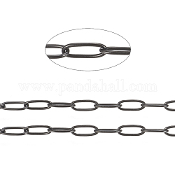 304 acero inoxidable cadenas de clips, soldada, con carrete, electroforesis negro, 4.8x2.5x0.5mm, aproximadamente 65.61 pie (20 m) / rollo
