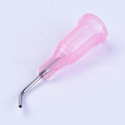 Punte di erogazione dell'ago ricurvo a punta arrotondata di precisione per fluido plastico, perla rosa, 28x7.5mm, ago :0.9mm