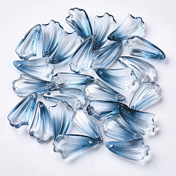 Ciondoli di vetro a spruzzo verniciato trasparente, con polvere di scintillio, Petaline, Blue Steel, 20x10.5x5mm, Foro: 1.2 mm