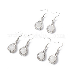 Boucles d'oreilles pendantes en forme de larme en cristal de quartz naturel avec strass en cristal, bijoux en laiton platine pour femme, 42mm, pin: 0.6 mm