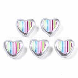 3D Printed ABS Plastic Imitation Pearl Beads, Heart, Colorful, 11x12x7mm, Hole: 1mm