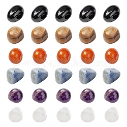 12 Stück 6 natürliche gemischte Edelsteinperlen im Stil, keine Lochkorne, Nuggets, getrommelt Stein, 14~26x13~21x12~18 mm, 2pcs / style