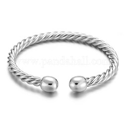 Латунь манжеты браслеты, с магнитным, серебряные, внутренний диаметр: 2-5/8 дюйм (6.8 см)
