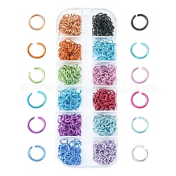 Set di anelli di salto aperti in filo di alluminio da 600 pz 12 colori, anello rotondo, colore misto, 20 gauge, 6x0.8mm, diametro interno: 5mm, 50 pz / colore