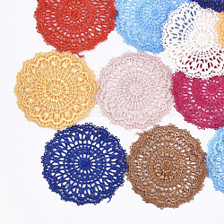 Décorations de pendentif tissées en polycoton (polyester coton), plat rond, couleur mixte, 46~48x1mm