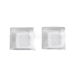 Cabochons en verre, dos plat, facette, carrée, clair, 10x10x3mm