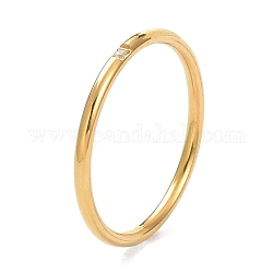 Placcatura ionica (ip) 304 anelli per le dita in acciaio inossidabile, con rhinestone di cristallo, oro, misura degli stati uniti 6~9 (16.5~18.9mm)