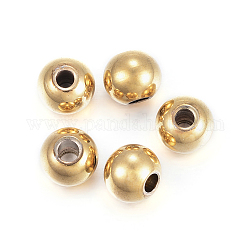 Ion Plating(IP) 304 Stainless Steel Spacer Beads, Round, Golden, 4x3mm, Hole: 1.5mm