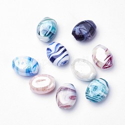 Perles vernissées manuelles, ovale, couleur mixte, 21x17x12mm, Trou: 1~3mm