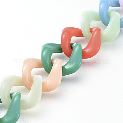 Handgefertigte Acryl-Bordsteinketten, verdrillte Kette (Gliederfarbe zufällig), für Schmuck machen, Farbig, Link: 24x23.5x5.5 mm, ca. 39.37 Zoll (1m)/Strang