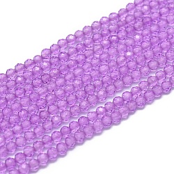 Chapelets de perles de cristal de quartz naturel électrolytique, facette, ronde, orchidée noire, 2mm, Trou: 0.5mm, Environ 169 pcs/chapelet, 15.7 pouce (40 cm)