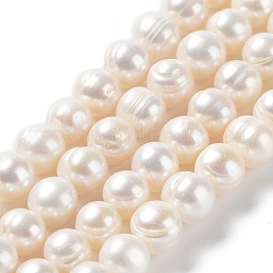 Hebras de perlas de agua dulce cultivadas naturales, patata, grado 2 un, blanco antiguo, 9~11x9~10mm, agujero: 0.5 mm, aproximamente 39 pcs / cadena, 14.76'' (37.5 cm)