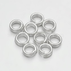 Латунные разрезные кольца, кольца с двойной петлей, серебристый цвет, 4x0.8 мм, около 3.2 мм внутренним диаметром, Около 6755 шт / 500 г