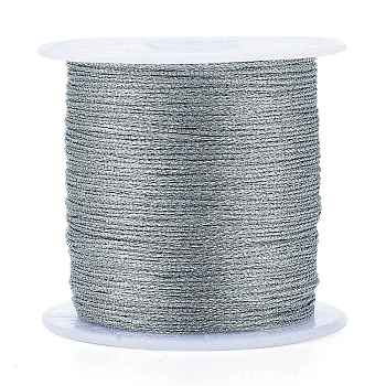 Polyester geflochtene Metallschnur, für DIY geflochtene Armbänder machen und sticken, Grau, 0.4 mm, Einlagig, ca. 6 Yard (54.68m)/Rolle