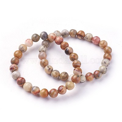 Braccialetti elasticizzati con perle di agata folle naturali&nbsp;BJEW-F380-01-B06-1