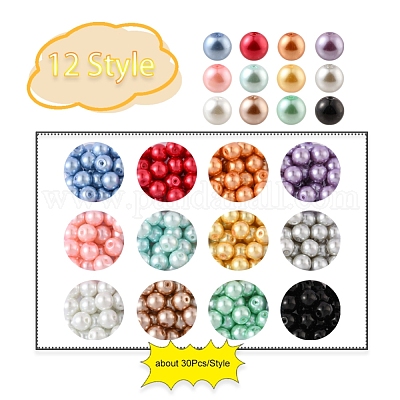360 Stück 12 Farben Einbrennlack-Glasperlen&nbsp;HY-YW0001-03A-1