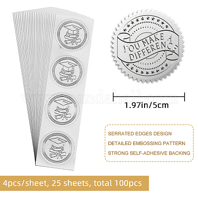 Silver Foil Embossed Stickers 2 Inch - Certificate Wafer Seals