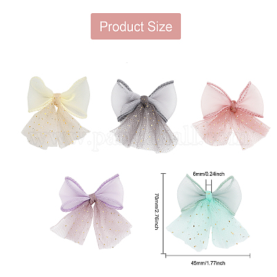 Wholesale CHGCRAFT 30Pcs 5 Colors Mesh Ribbon Bows Ribbon Bow Appliques  Handmade Bowknot with Bling Sequins for Hair Bag Gift Wrapping Packing  Bouquet Christmas Decoration 