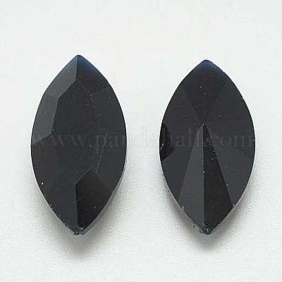Cabochons en verre avec strass de dos avec point&nbsp;RGLA-T083-5x10mm-02-1