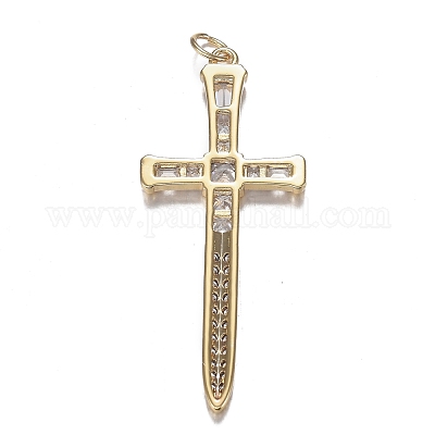Pendentifs en laiton micro zircone cubique transparente&nbsp;ZIRC-F120-038G-1
