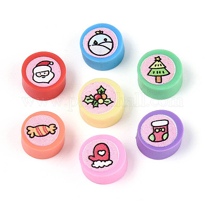 Bedruckte handgemachte Polymer Clay Perlen&nbsp;CLAY-T022-12A-1