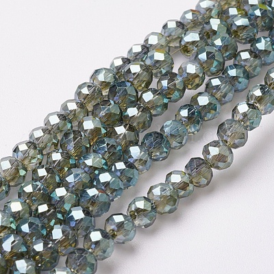Chapelets de perles en verre électroplaqué&nbsp;EGLA-F124-FR-B03-1