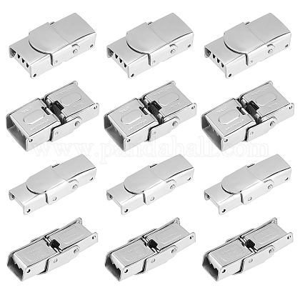 DICOSMETIC 12pcs 2 Sizes 25mm 304 Stainless Steel Watch Band Clasps Rectangle Locking Clasps Replacement Watch Buckle for Watch Accessories Making STAS-DC0003-32-1