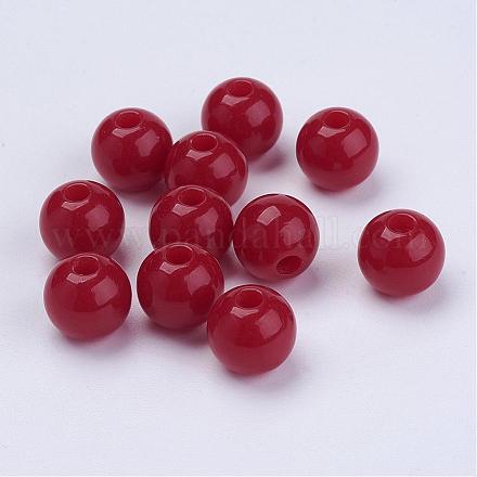 Red Chunky Acrylic Round Beads for DIY Fashion kids Jewelry X-PAB704Y-9-1