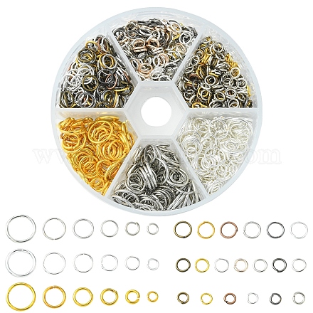 60g Emsemble de 6 styles d'anneaux de jonction ouverts en laiton et fer  DIY-FS0004-11-1