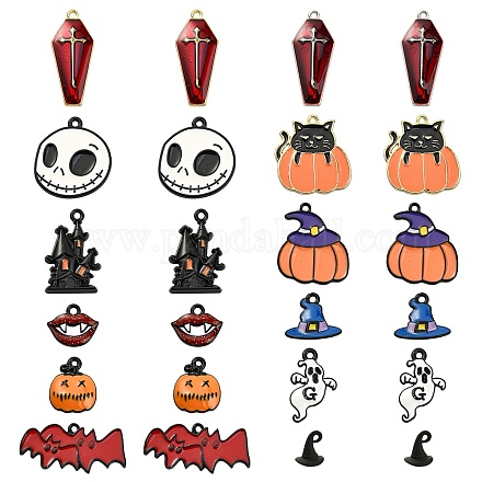 24 pièces 12 style halloween thème alliage émail pendentifs ENAM-SZ0002-73-1